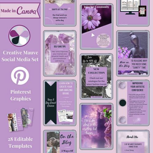 Creative Mauve Social Media Set for Pinterest Graphics web