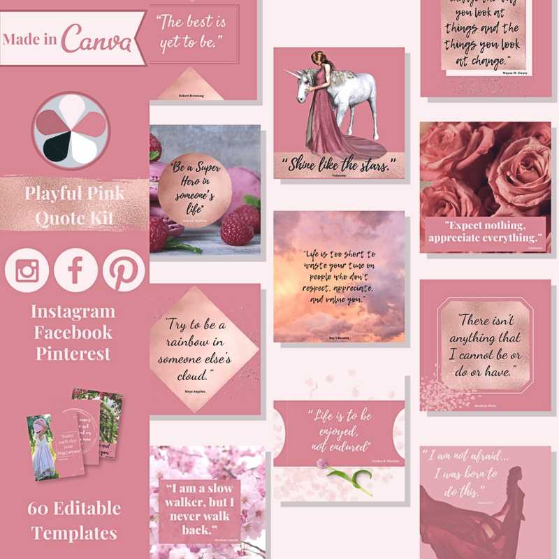 Playful Pink Deluxe Inspirational Quote Kit web