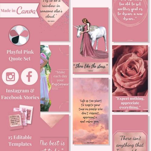 Playful Pink Inspirational Quote Set for Instagram and Facebook Stories web