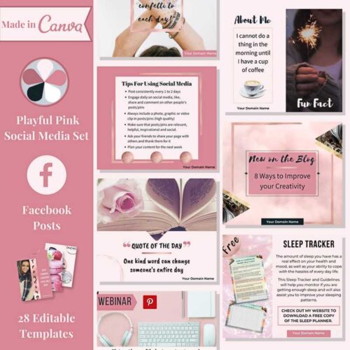 Playful Pink Social Media Set for Facebook Posts web