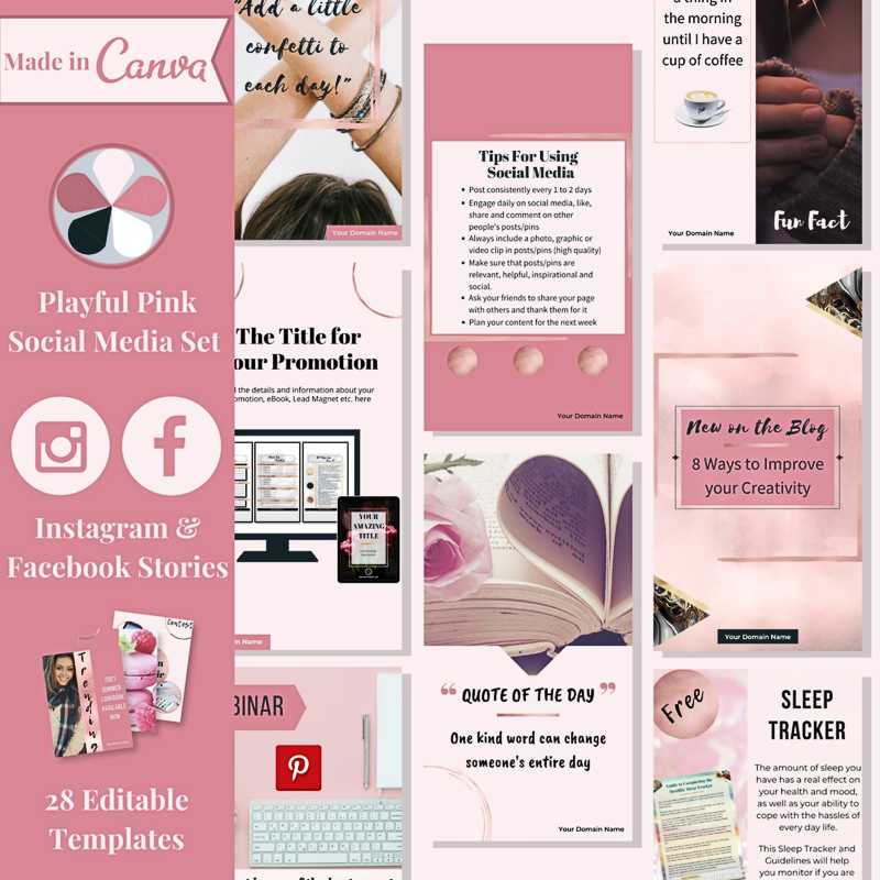 Playful Pink Social Media Set for Instagram and Facebook Stories web